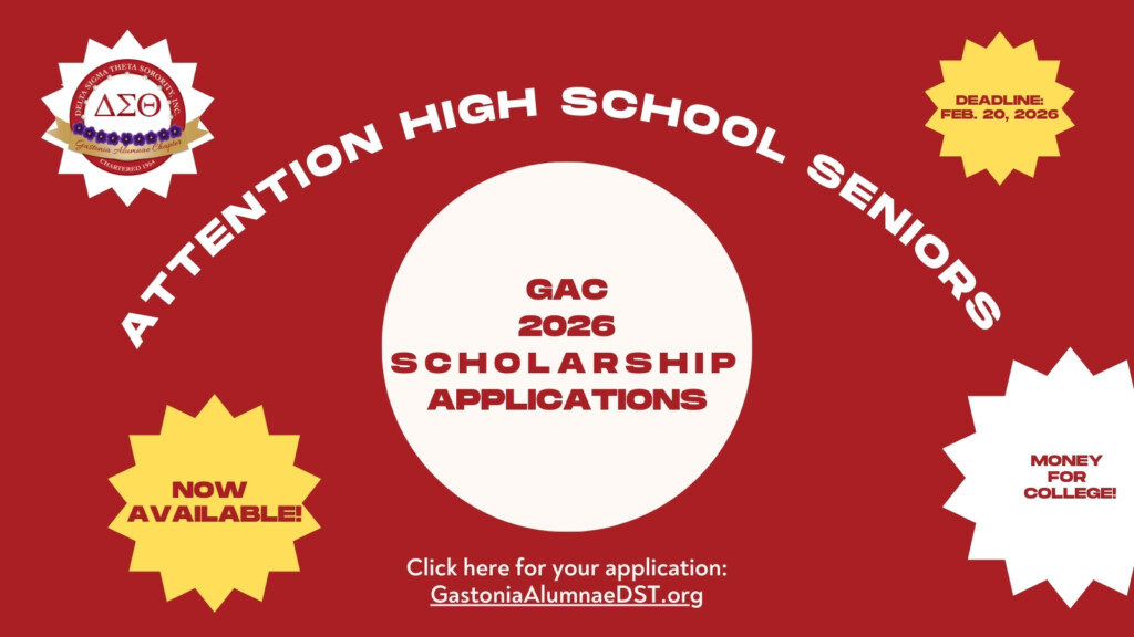Gastonia Alumnae Chapter of Delta Sigma Theta Sorority, Inc., Scholarship Applications Due February 20, 2026