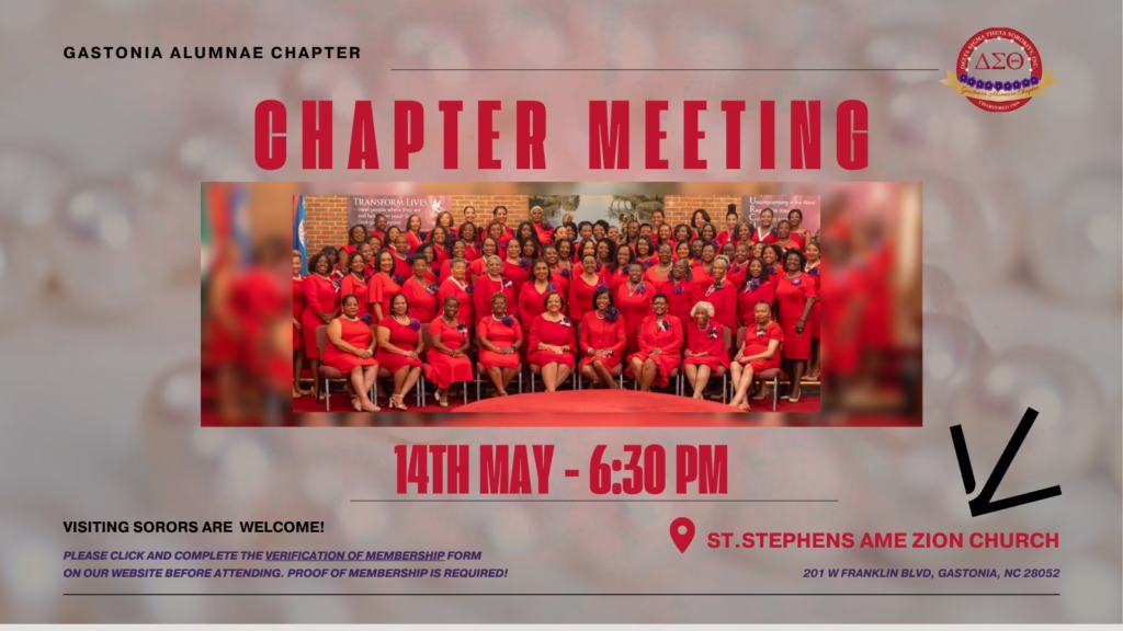 Gastonia Alumnae Chapter Meeting May 14th at 6:30